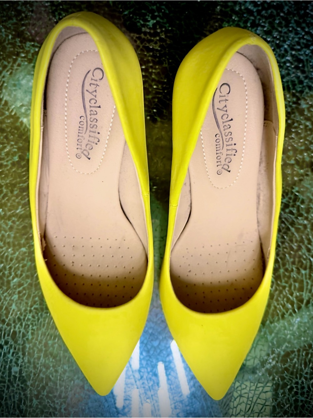 Cityclassified Women’s Bright Yellow Pointed Toe Flats